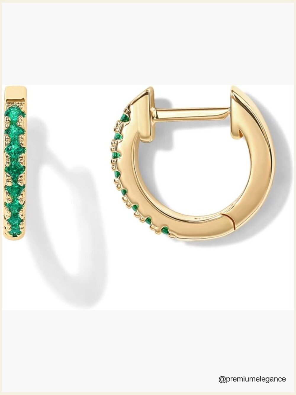 14K Gold Plated Sterling Silver Huggie Earrings Pave CZ Hypoallergenic